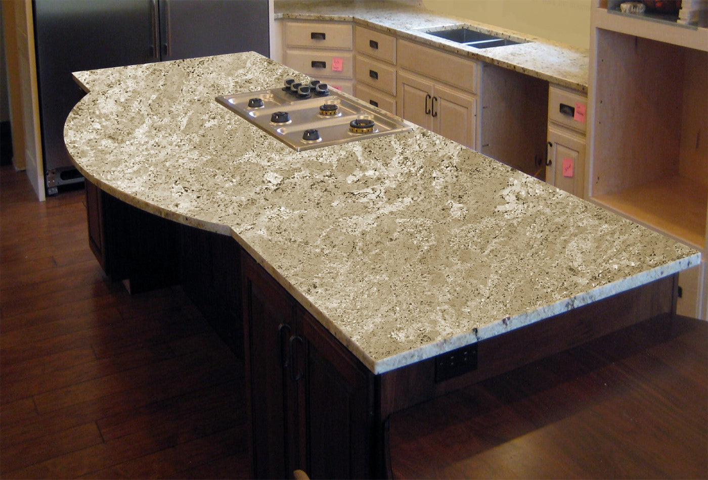 Kitchen Island With Round and Linear Cuts