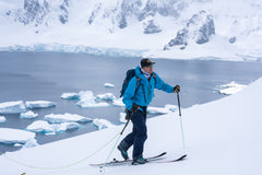 Athlete touring in Antarctica with the ecoTOUR while roped up