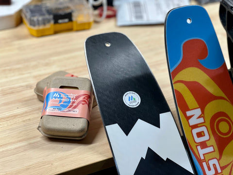 Freshly waxed Weston skis with mountainFLOW's All Temp Wax