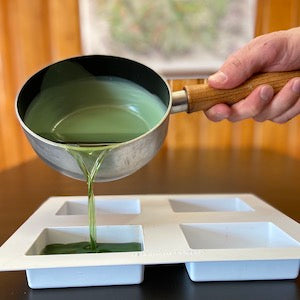 Hand Poured ski wax. Plant-based. Biodegradable. Green ski wax
