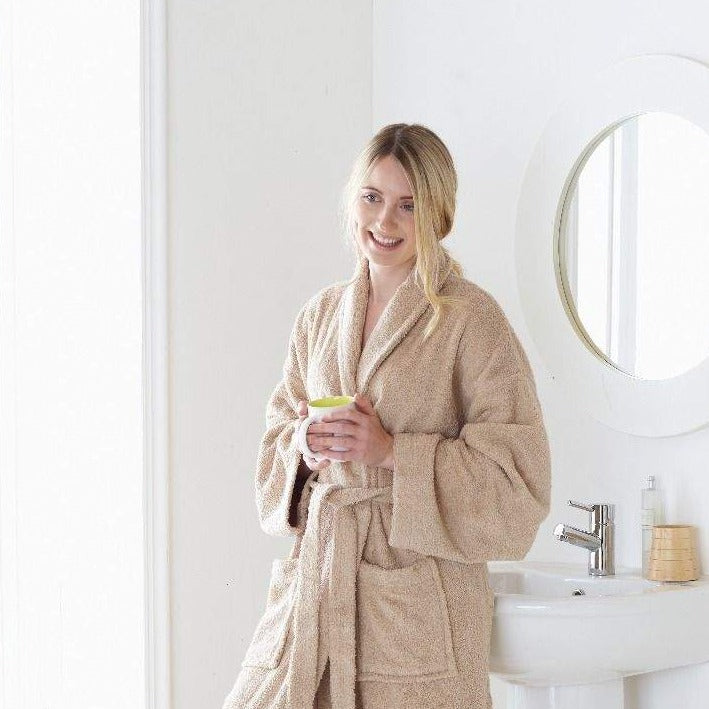 womens terry towelling bathrobe