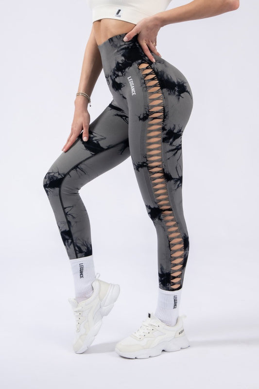 Splash-Mesh Grey Fitness Leggings