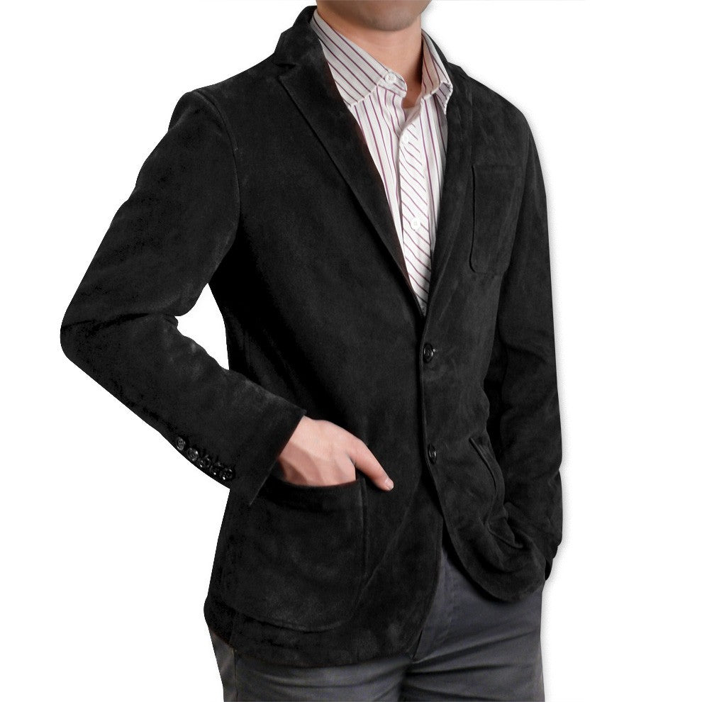 Men's Black Suede Blazer – Leather Right