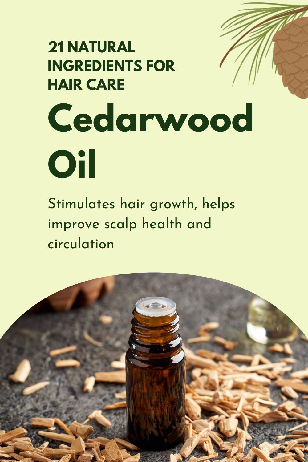 Cedarwood Oil - Stimulates hair growth, helps improve scalp health and circulation