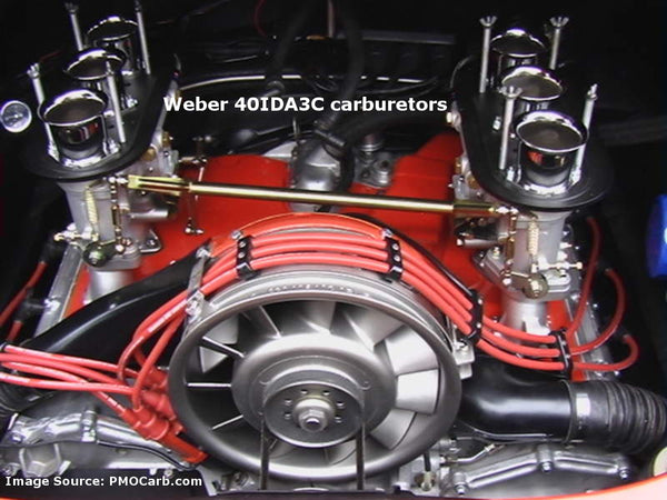 Porsche 911 engine built with Weber carburettors