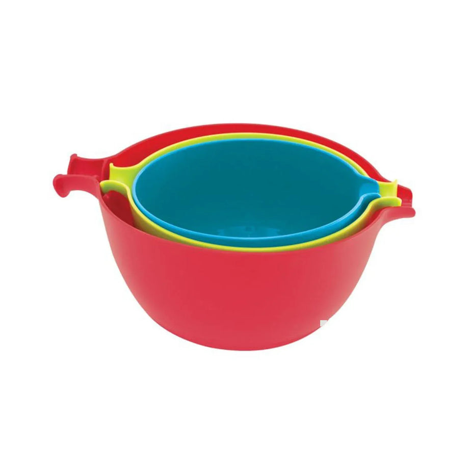 Trudeau Two-tone Nesting Mixing Bowls - Set of 3 - Red, Green, Blue (TR  0999053)