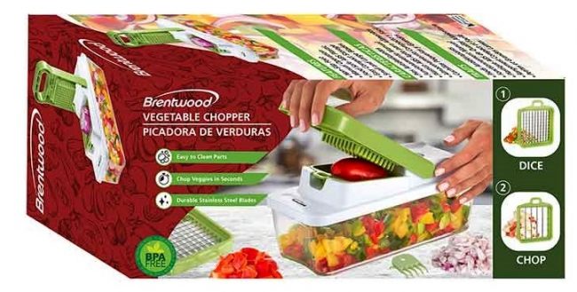 Brentwood Food Chopper and Vegetable Dicer with 6.75-Cup Storage Container - (Green)
