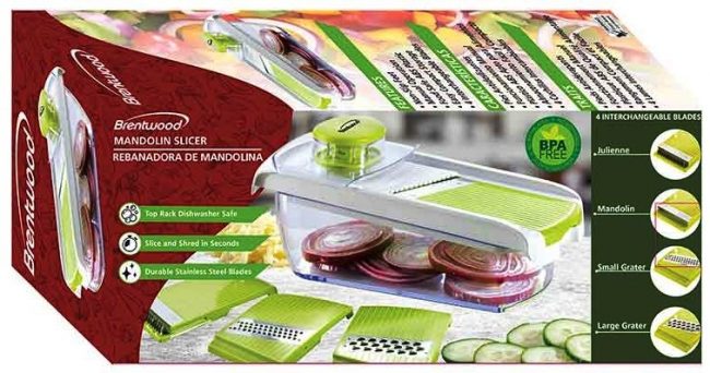 BRENTWOOD Mandolin Slicer with 5-Cup Storage Container and 4