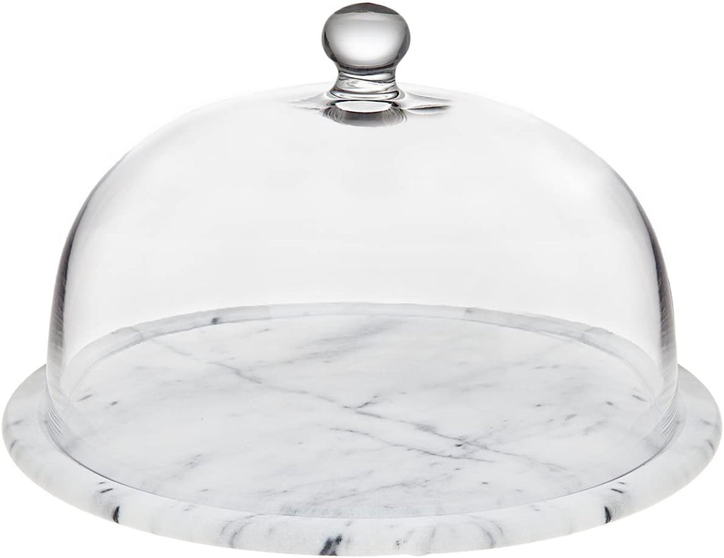 Rectangular Marble Cake Tray with Glass Dome – High Class Touch