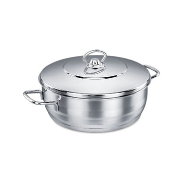 Urban Collection 12.6 Qt. Low Stainless Steel Dutch Oven with Black Handles