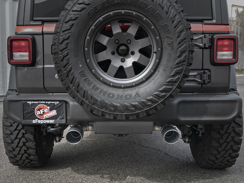 aFe Rebel Series 409 Stainless Steel Cat-Back Exhaust 18-21 Jeep Wrang –  Black Patch Performance