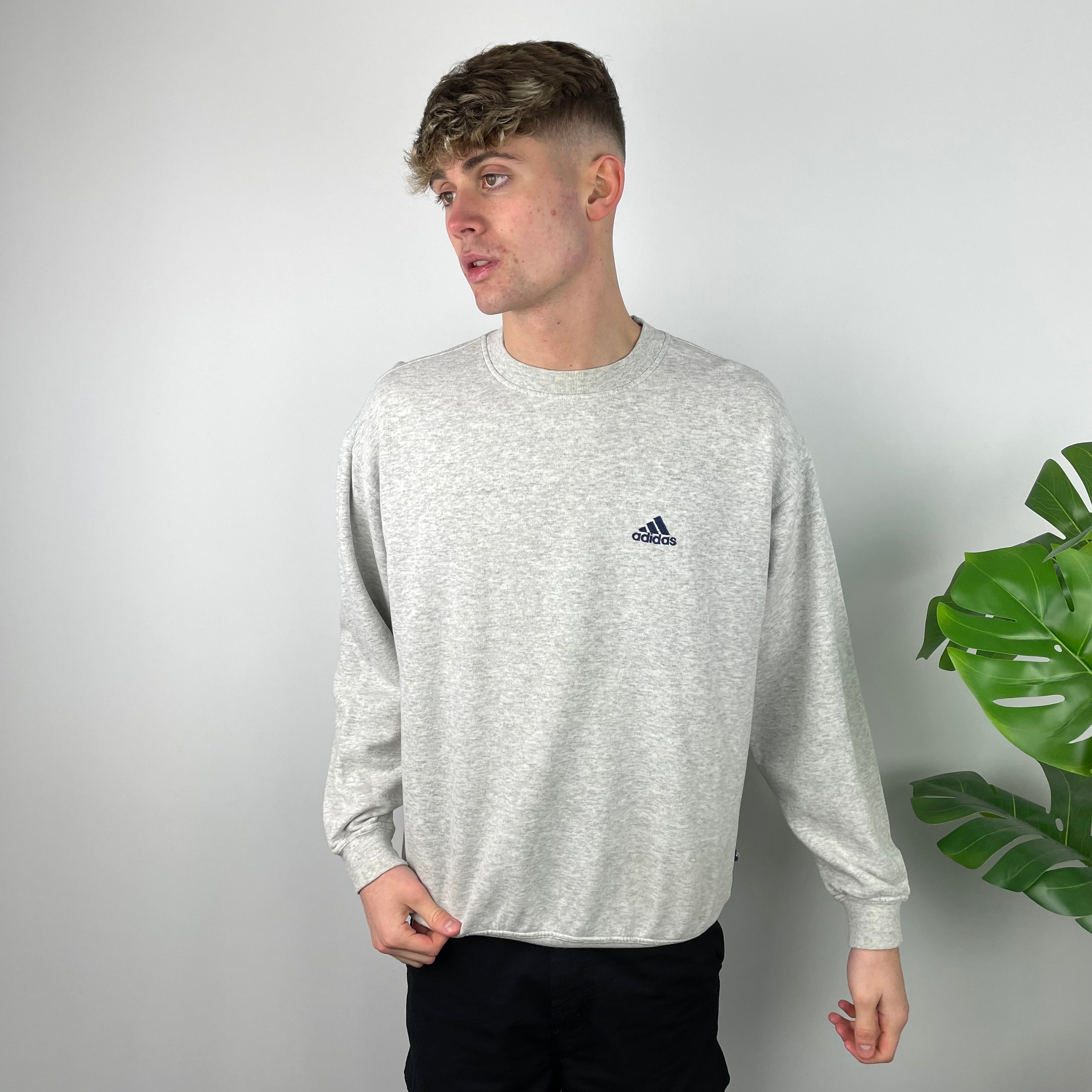 Adidas RARE Grey Embroidered Spell Out Sweatshirt (L)