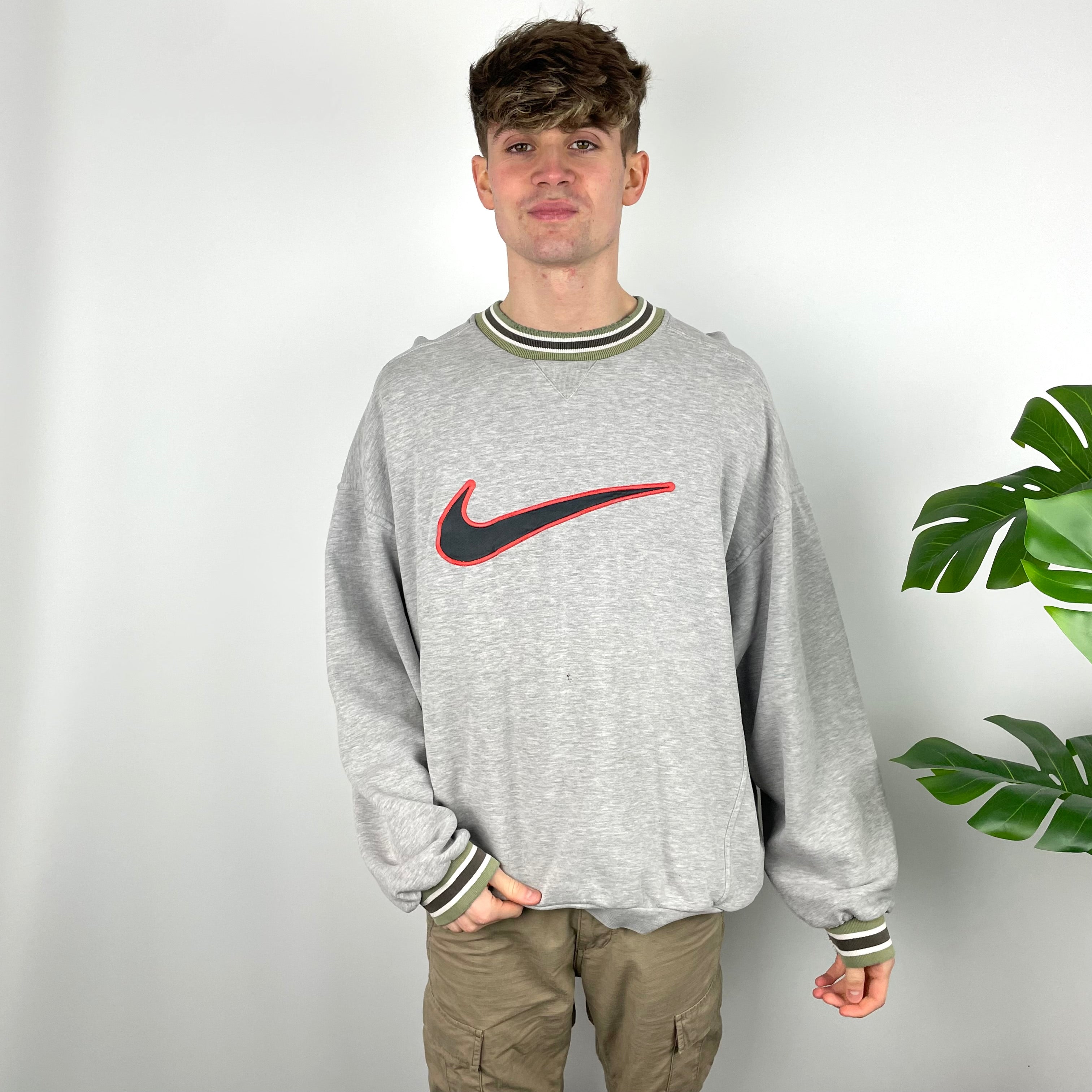 RARE Grey Embroidered Swoosh Sweatshirt – Jamie Vintage