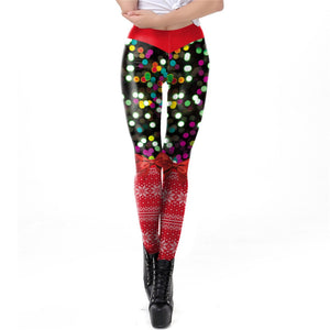 Holiday Special 3D Druck Winter Mid Waist Leggings im "Lady Lichterkette" Design