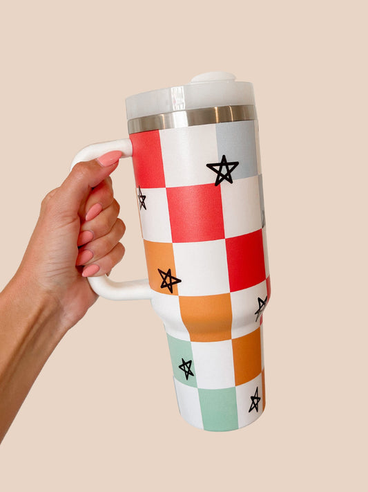 DISTRESSED FLAG STANLEY DUPE TUMBLER