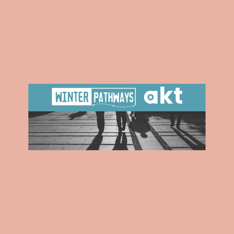 akt winter pathways logo on pink background