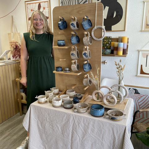 Rebecca Ridley Ceramics with her products at the last Bellwoods Lifestyle Store Pop Up