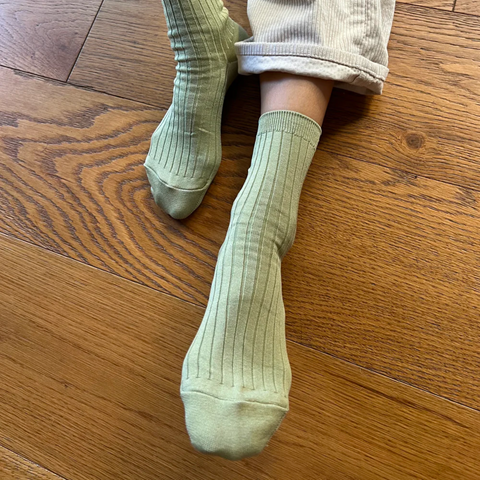 Le Bon Shoppe Knit Rib Her Socks in Avocado