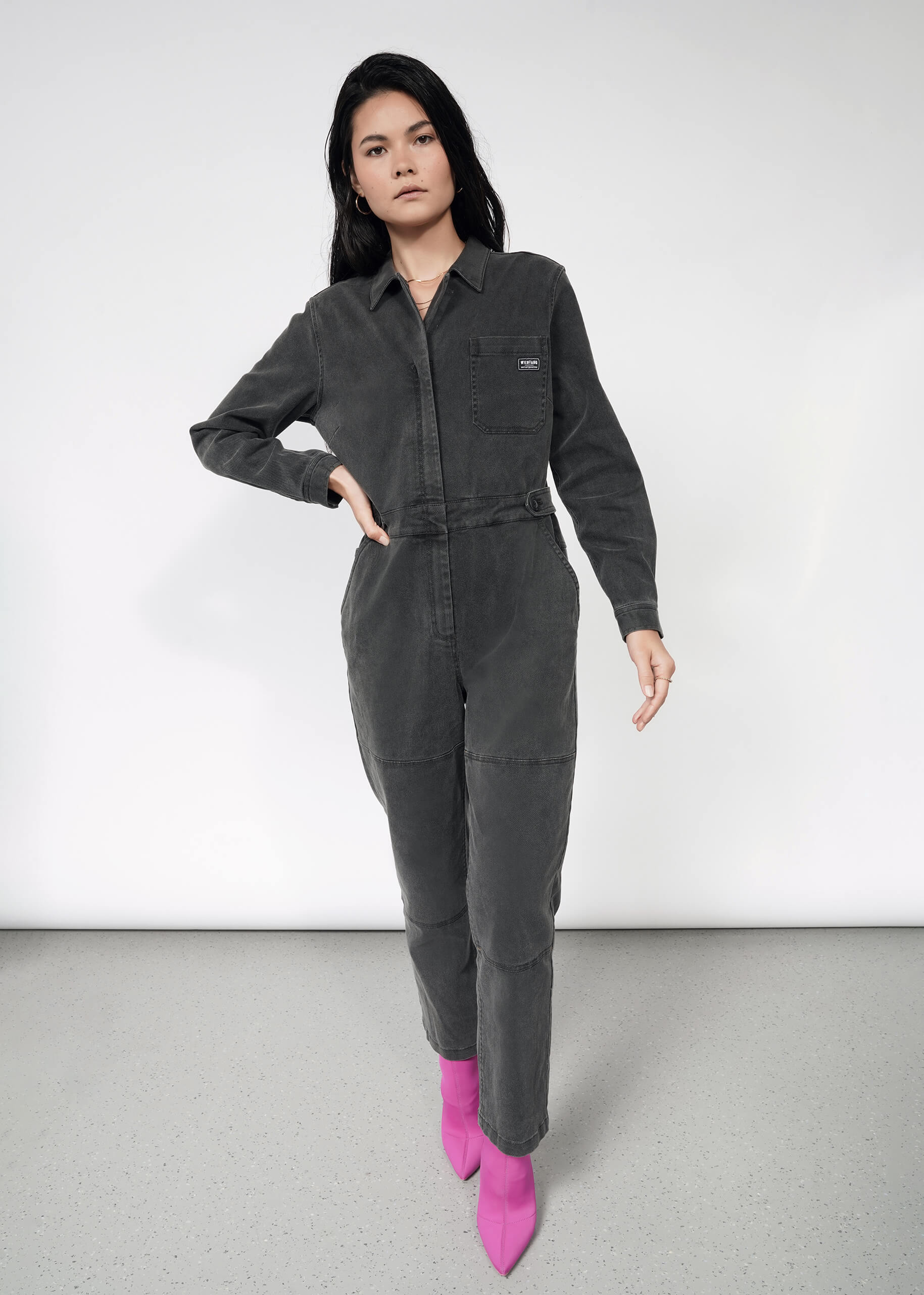 The Essential Denim Long Sleeve High Waisted Coverall - Wildfang