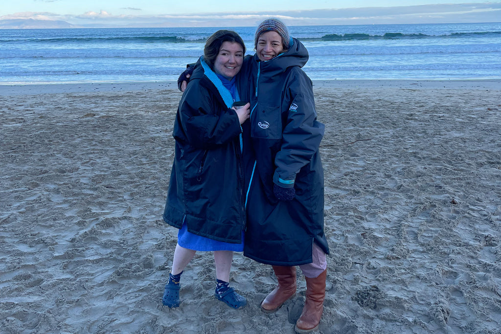 Nina & Jessica fro Surfdock after a cold water swim in the Atlantic Ocean