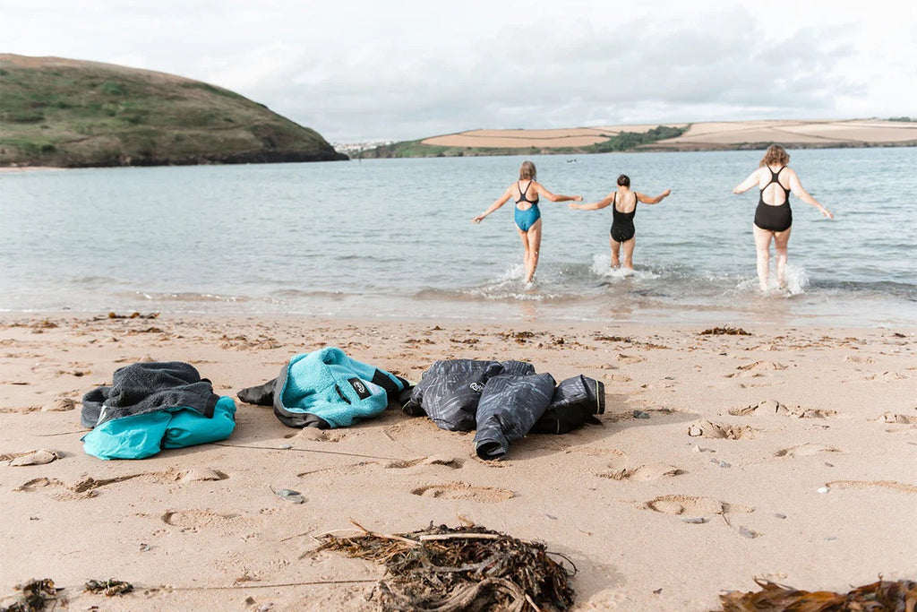 3 ladies going sea swimming in Ireland. 