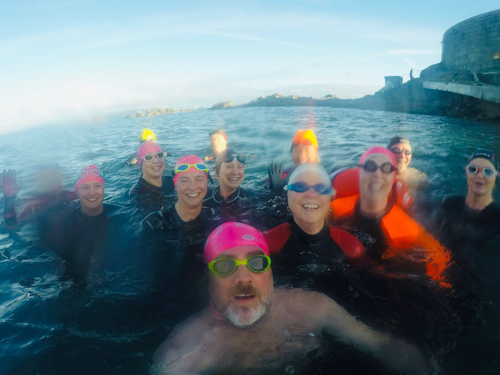 Open water swimming group with Coach Mick in Dublin bay