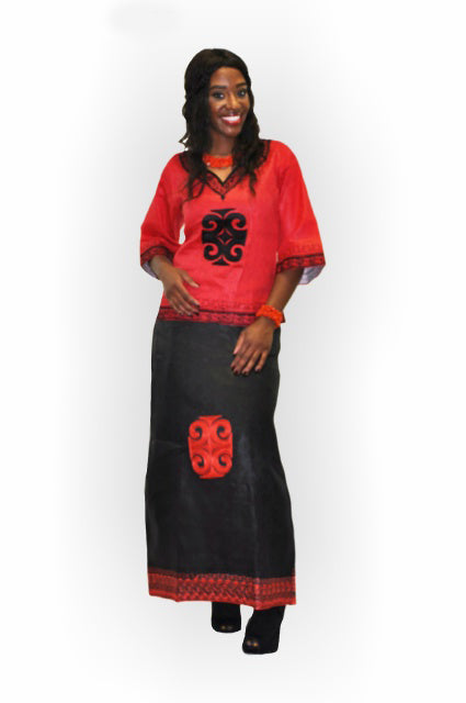 Dada Long Skirt Red with Cream and Black Ornate Design – Jambo Mrembo -  Gifts From Africa