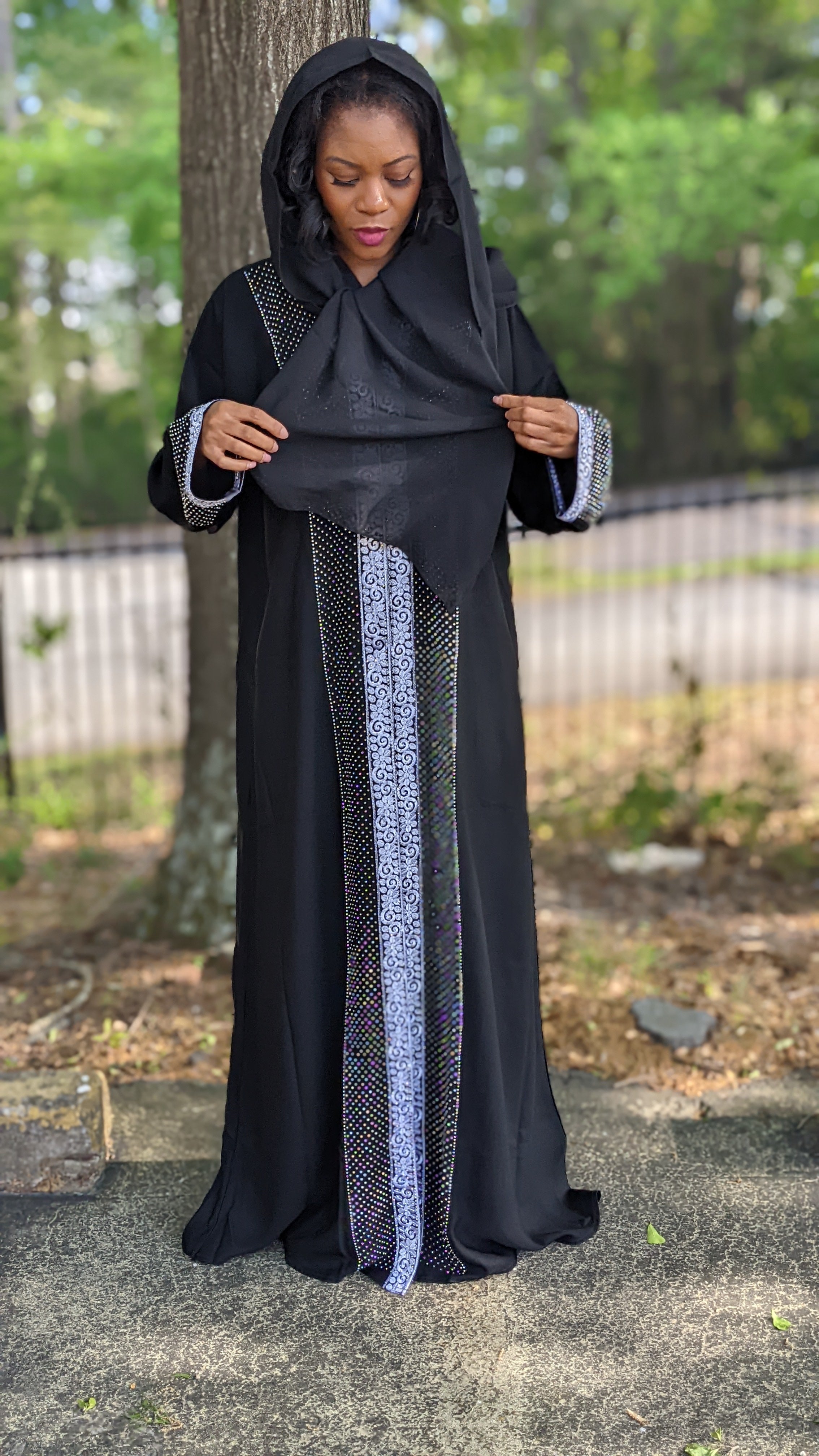 Amina Black And Silver African Abaya Kaftan Moroccan Arabic Dress With 