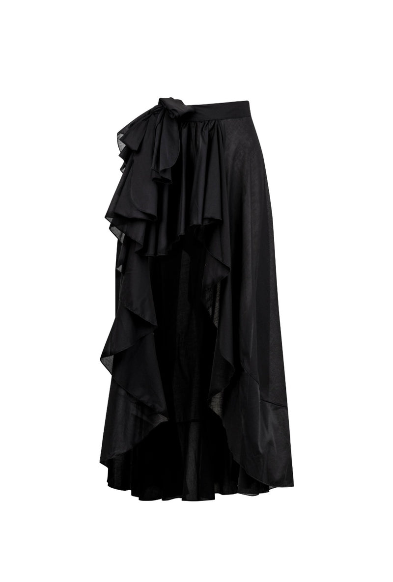 WAIMARI FLAMENCO WRAP SKIRT BLACK – WAIMARI RESORTWEAR