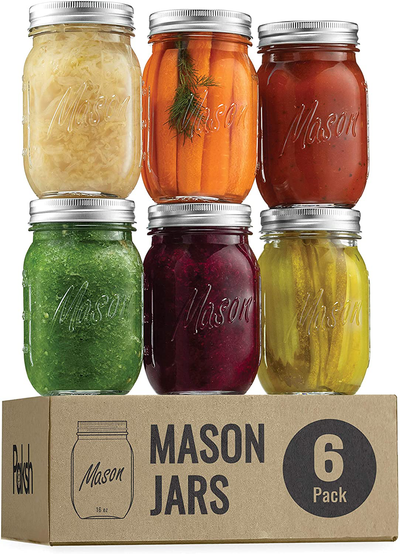 Wide Mouth Mason Jars 64 oz 3 Pack Half Gallon Mason Jars with Airtight Lid  and Band, Large Clear Glass Mason Jars for Canning, Fermenting, Pickling