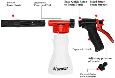 ordenado Car Wash Foam Gun, Adjustable Hose Wash Sprayer