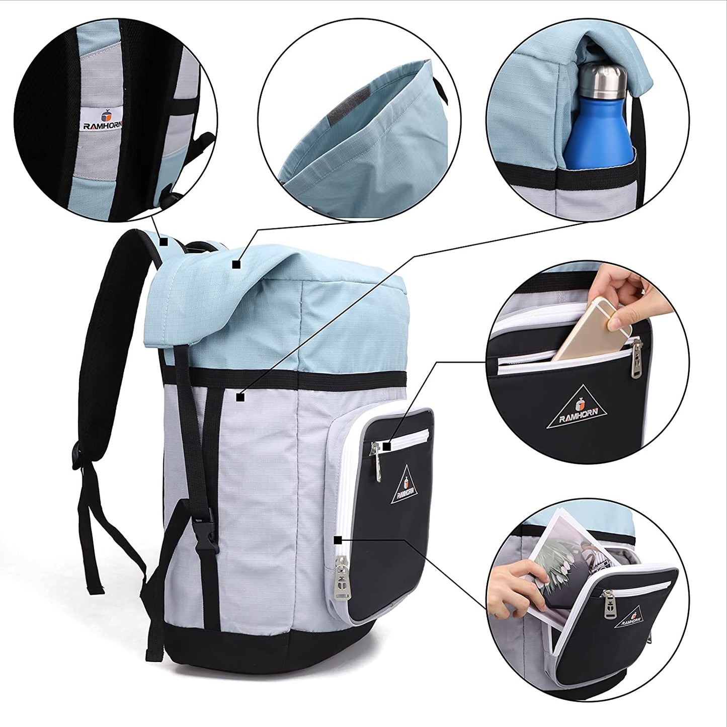 Laptop School Backpack 26L Waterproof Business Travel Bag Men Women College Backpack for Hiking Camping
