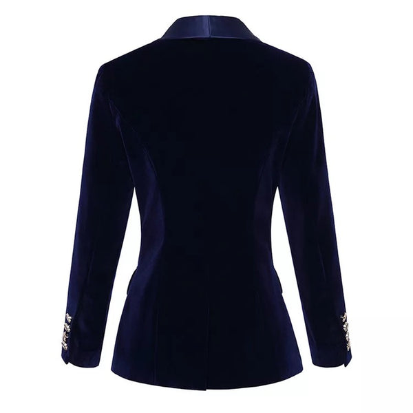 Tuxedo Blazer - Buy Navy Blue Women Tuxedo Velvet Blazer | FashionByTeresa