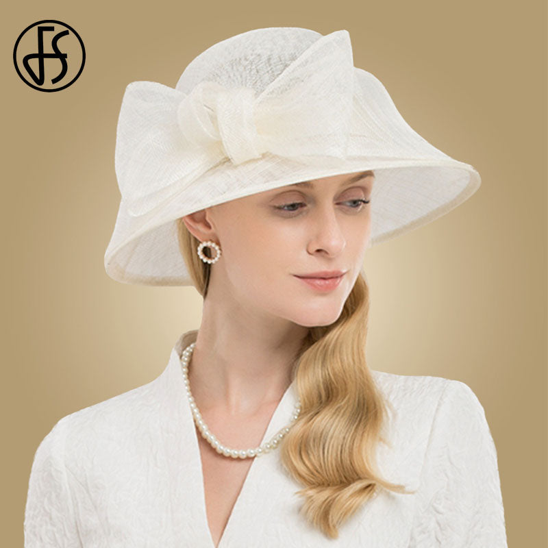Elegant Big Bow Linen Wide Brim Ladies Hat | FashionByTeresa