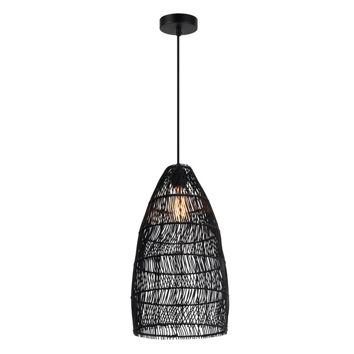 black wicker light fixture