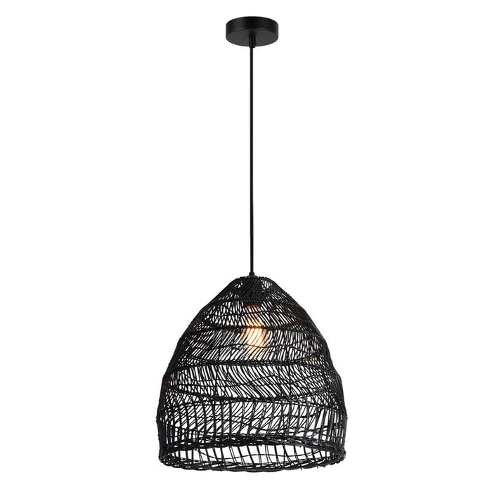 black wicker light fixture