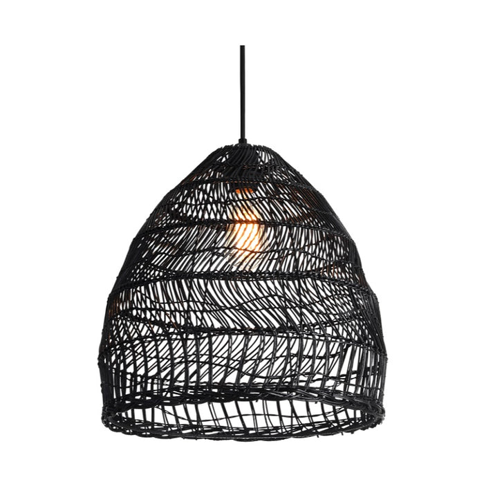 black woven pendant shade