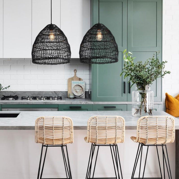 black wicker pendant light