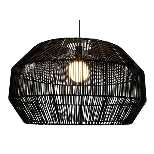 black wicker light fixture