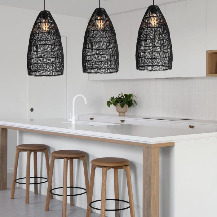 black wicker pendant light