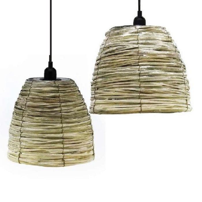 Binling Basket Natural Rattan Pendant Light 2 Sizes - Lighting.co.za