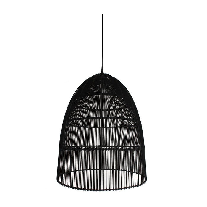 black woven pendant shade