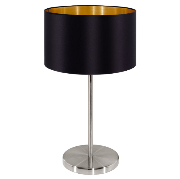 glass lamp with black shade