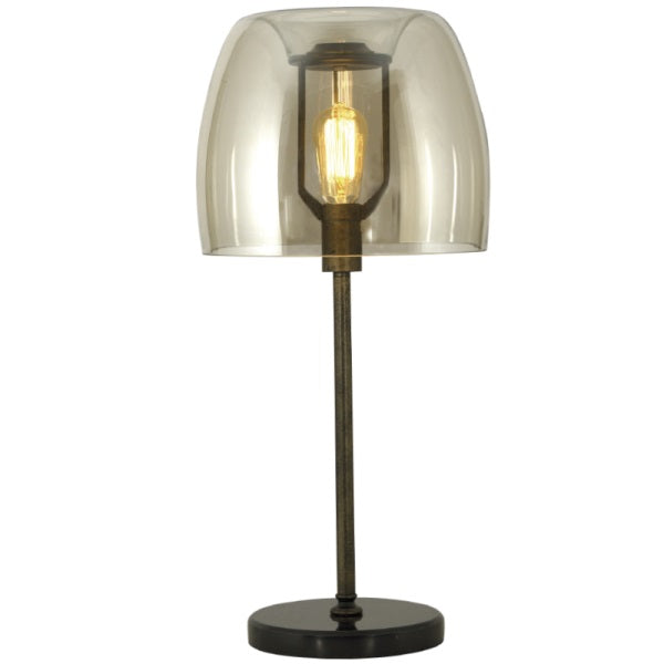 glass lamp with black shade