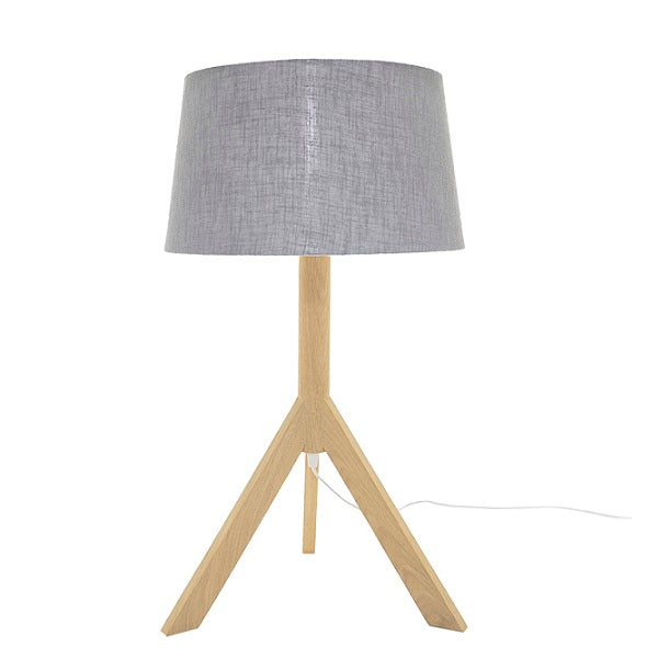 oak table with lamp