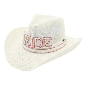 BRIDE Cowboy Hat Pearls & Rhinestones - Ginger Bee Boutique 