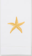 Starfish Shimmer<br>Hand Towel - White Cotton