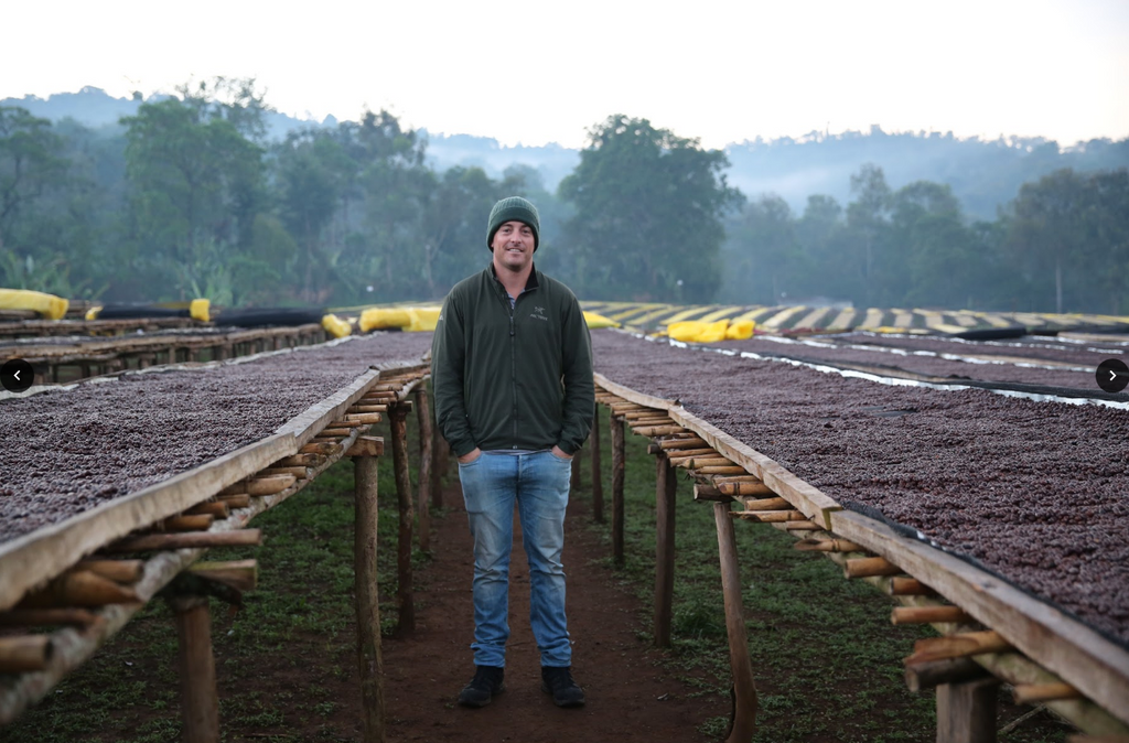 Jaxon Taylor of Clandestino Coffee in Aricha washing station in Ethiopia