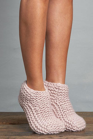 cable knit round toe sock fit slippers in blush with anti-grip soles 