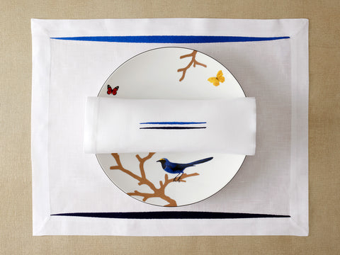 FEUILLAGE placemat & napkin in blue